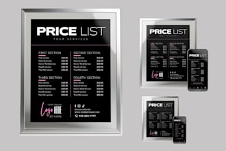 design price list, checkilist, letterhead, self care journal, layout journal