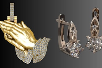 make 3d cad jewelry design for realistic rendering 3d printing