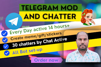 be telegram community manager with 30 chatter in your crypto project