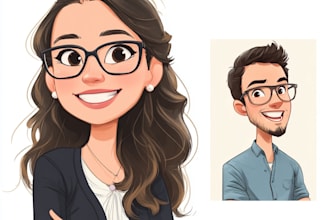 draw business cartoon caricature, avatar, character