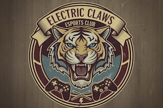 design a vintage esports logo with a bold, retro, and competitive style