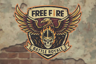 design a vintage free fire logo with a bold, classic, and retro gaming style