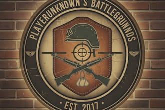 design a vintage pubg logo with a bold, retro, and battle ready style