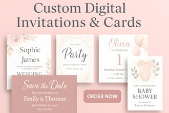 create elegant digital wedding and party invitation card,  digital products