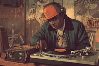make groovy cartoon illustration hip hop rap cover music