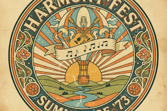 design a vintage festival logo with a classic, artistic, and retro vibe