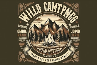 design premium vintage wild camping logo t shirt design