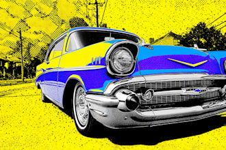 classic car pop art roy lichtenstein style