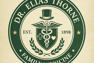 design a vintage doctor logo with a classic, professional, and retro style