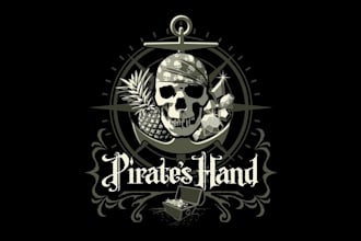 make modern tropical pirate themed logo for a card game