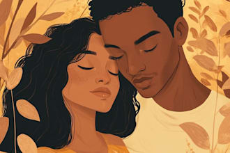 create a romantic couple portrait in my art style