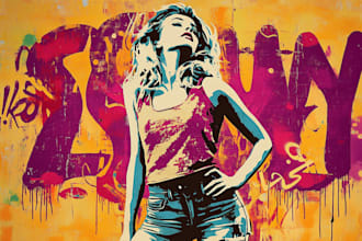 create a multi layer stencil illustration for wall spray