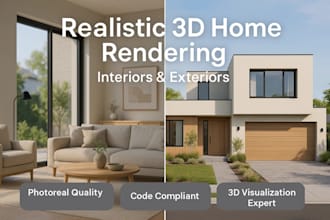 design and render realistic 3d home interiors and exteriors with code complience