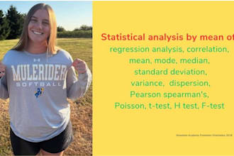 do analysis by correlation, regression, poisson, variance, dispersion, pearson,