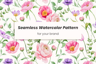 create a custom seamless watercolor floral and botanical pattern