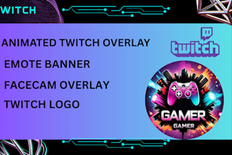 design animated twitch overlay twitch logo stream screen animated twitch package