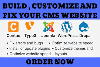 build customize or fix your contao, typo3 joomla wordpress or drupal cms website