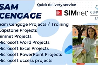 expertly solve your ms office, sam cengage, simnet projects, modules