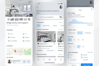 build real estate app or marketplace app with property listings and admin panel