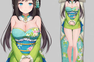 draw custom dakimakura body pillow of your anime, fan art, anime girl, waifu