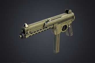 3d render model,submachine gun,military firearm,low poly gun,blender rig,roblox