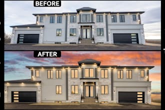 edit your real estate photo into day to dusk or twilight