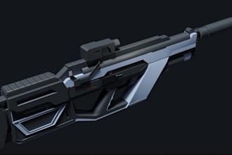render futuristic 3d gun,sci fi gun model, cyber weapon, low poly asset, firearm