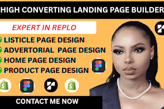 develop listicle page, advertorial page, home page, product page in replo