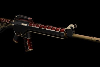 stylized 3d assault rifle,ak47 gun model,video game weapon,realistic render,rig