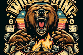 design high quality wild camping vintage logo with t shirt design