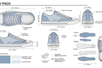 create a professional footwear tech pack specification