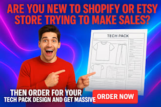do tech pack fashion design for shopify etsy store owner