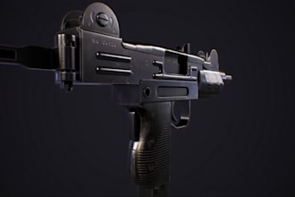 model mini gun,3d mac11 model,high detail design,submachine,game asset,rendering