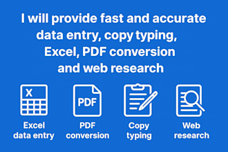 provide fast and accurate data entry copy typing excel PDF conversion