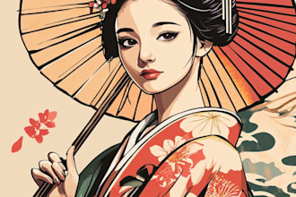 create a japanese t shirt illustration