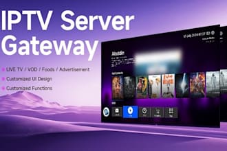 develop iptv server with admin panel for live tv, vod, epg, and API integration