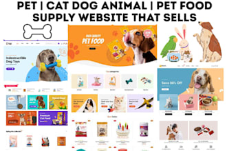 design pet shopify store cat animal dog pet food supply website pet dropshipping