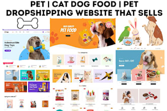design pet shopify store cat animal dog food supply pet website pet dropshipping
