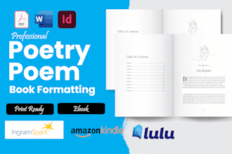 format poetry ebook, poem chapbook, fiction novel storybook self help amazon kdp