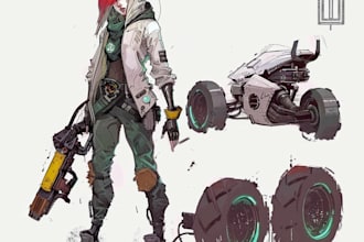 draw your cyberpunk or final fantasy game character art