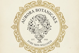 design a vintage skin care logo with an elegant, natural, and timeless style