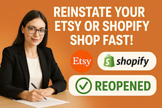 write etsy shopify reinstatement appeal letter to reopen etsy suspension account
