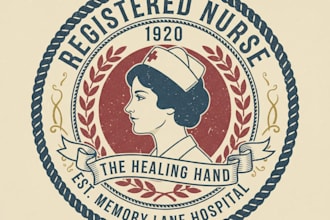design a vintage nurse logo with a classic, caring, and timeless style