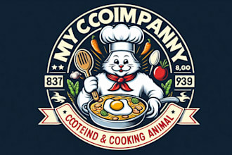 design premium vintage food cooking animal macot logo t shirt design
