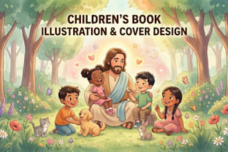 create christian story book illustration children ebook and print, book cover