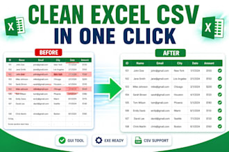 clean excel CSV files with one click gui tool