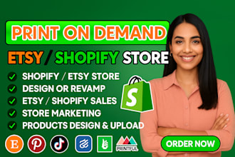 setup shopify print on demand with printify, printiful etsy shop setup pod store
