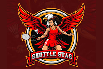 create wonderful style badminton champion girls mascot logo design