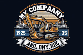 design premium vintage excavator logo t shirt design
