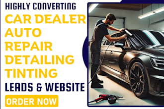 generate car dealer, auto repair leads, detailing, car tinting website